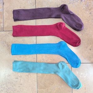Condor girl socks. Set of 4. Green, blue, plum and red. Size 8.